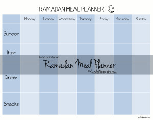 Free Printable Ramadan Meal Planner