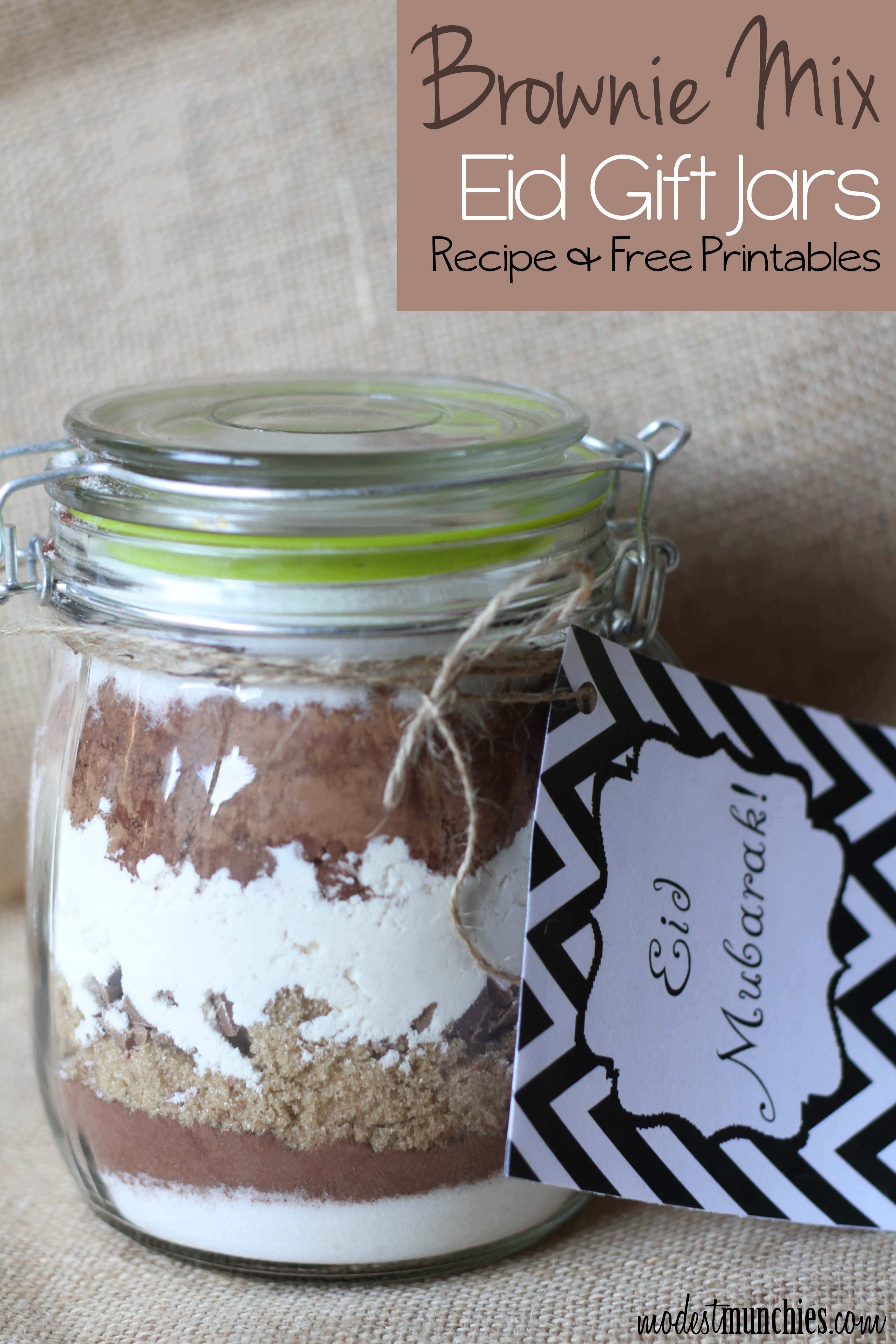 Browniw Mix Eid Gift Jard with Recipe and Free Printables