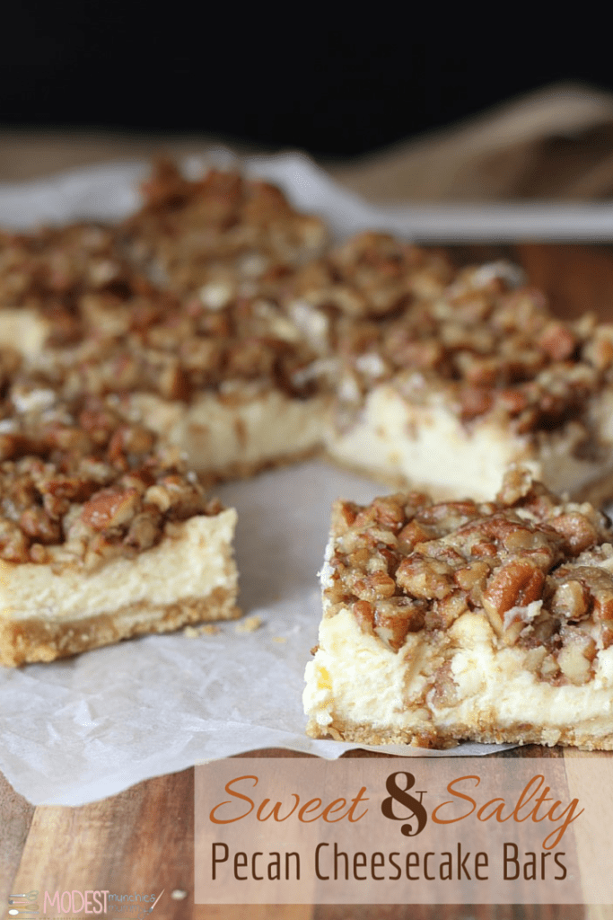 Sweet & Salty Pecan Cheesecake bars