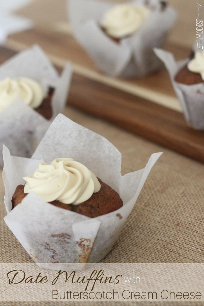 Date Muffins with butterscotch cream cheese