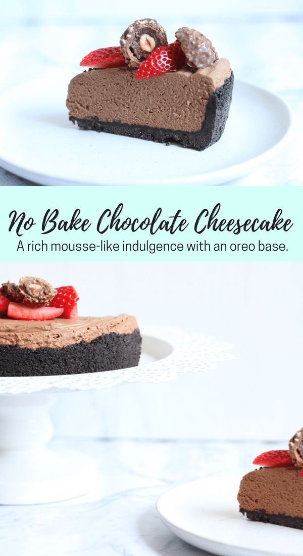 No bake chocolate cheesecake with oreo base