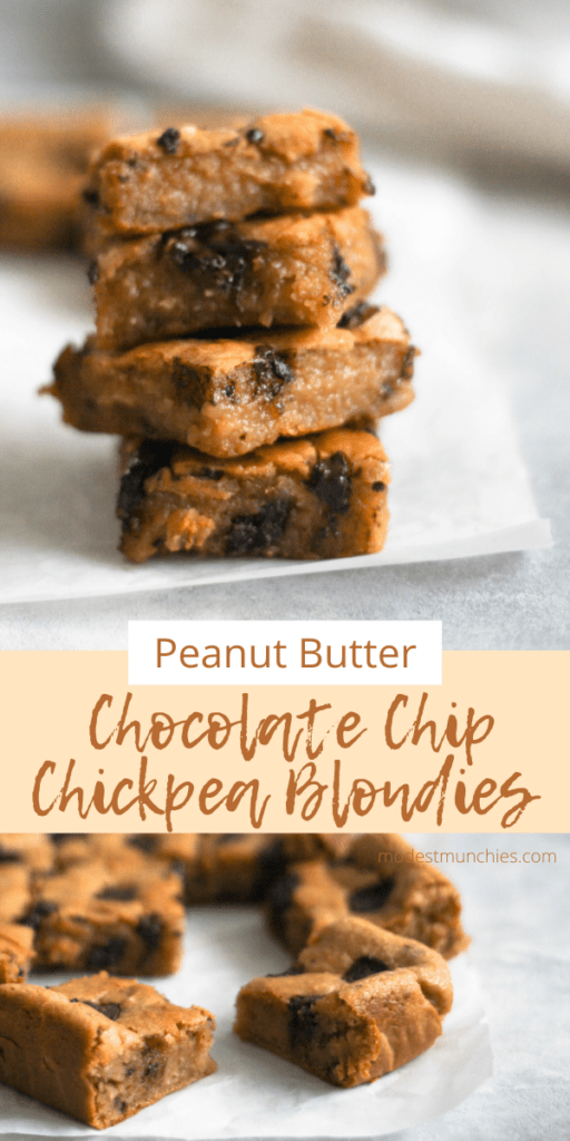 Peanut Butter Chocolate Chip Chickpea Blondies - Modest Munchies