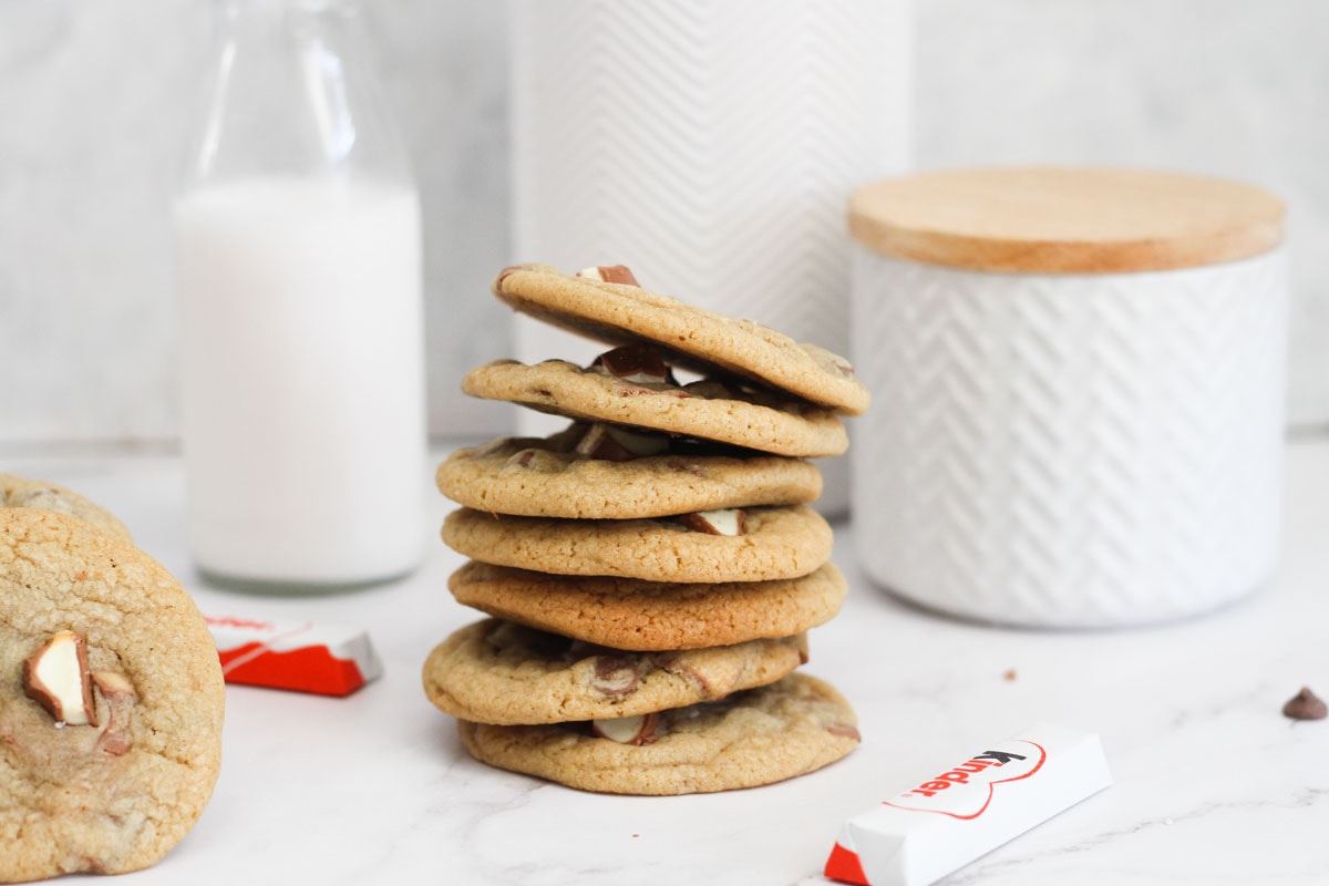 stacks of cookies with kinder bars
