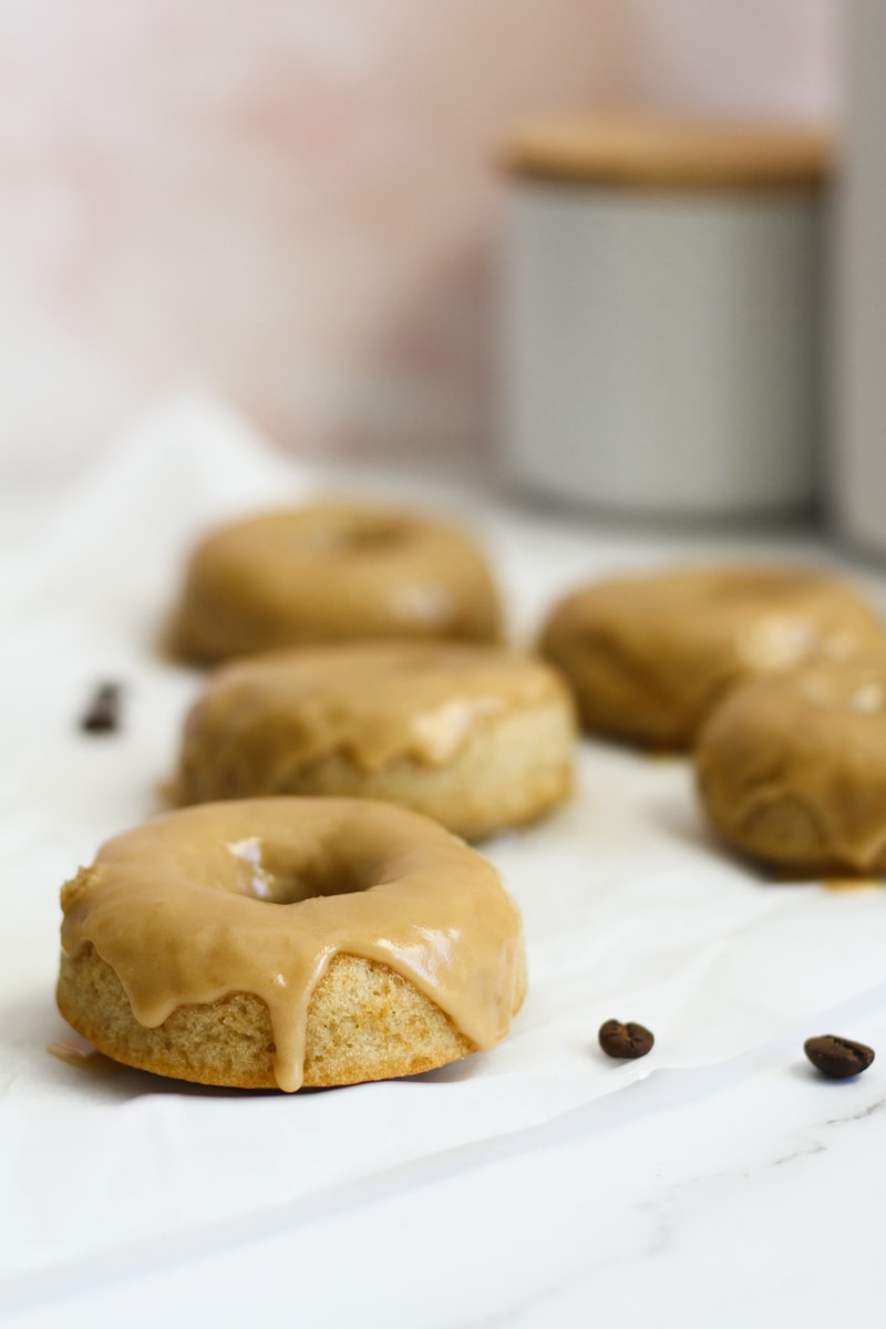 Coffee donuts with coffee glaze dripping off